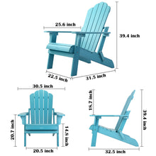 Load image into Gallery viewer, Folding Adirondack Chair Weather Resistant - Lake Blue