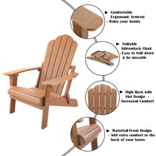 Load image into Gallery viewer, Folding Adirondack Chair Weather Resistant - Wood Color