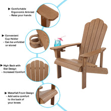 Load image into Gallery viewer, Adirondack Chair Weather Resistant with Cup Holder - Wood Color