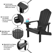 Load image into Gallery viewer, Adirondack Chair Weather Resistant  with Cup Holder - Black