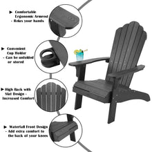 Load image into Gallery viewer, Oversized Adirondack Chair Weather Resistant with Cup Holder - Black
