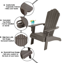 Load image into Gallery viewer, Oversized Adirondack Chair Weather Resistant with Cup Holder - Dark Brown