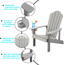 Load image into Gallery viewer, Adirondack Chair Weather Resistant  with Cup Holder - Gray