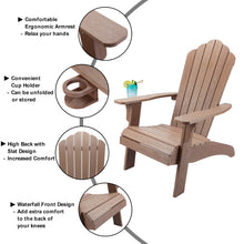 Load image into Gallery viewer, Oversized Adirondack Chair Weather Resistant with Cup Holder - Wood Color