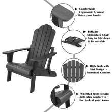 Load image into Gallery viewer, Folding Adirondack Chair Weather Resistant - Black