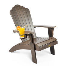Load image into Gallery viewer, Adirondack Chair, Weather Resistant Hard Plastic Outdoor Adirondack Chair with Cup Holder, Comfortable Easy to Assemble and Maintain, Outdoor Chair for Patio Garden, Load Bearing 350 lbs (Dark Brown)