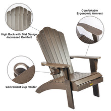 Load image into Gallery viewer, Adirondack Chair, Weather Resistant Hard Plastic Outdoor Adirondack Chair with Cup Holder, Comfortable Easy to Assemble and Maintain, Outdoor Chair for Patio Garden, Load Bearing 350 lbs (Dark Brown)