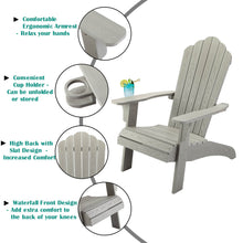 Load image into Gallery viewer, Oversized Adirondack Chair Weather Resistant with Cup Holder - Gray