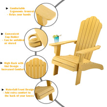 Load image into Gallery viewer, Oversized Adirondack Chair Weather Resistant with Cup Holder - Yellow