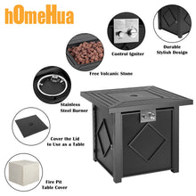 Load image into Gallery viewer, hOmeHua 28 inch Square Auto-Ignition Outdoor Propane Fire Pit Table  - Black