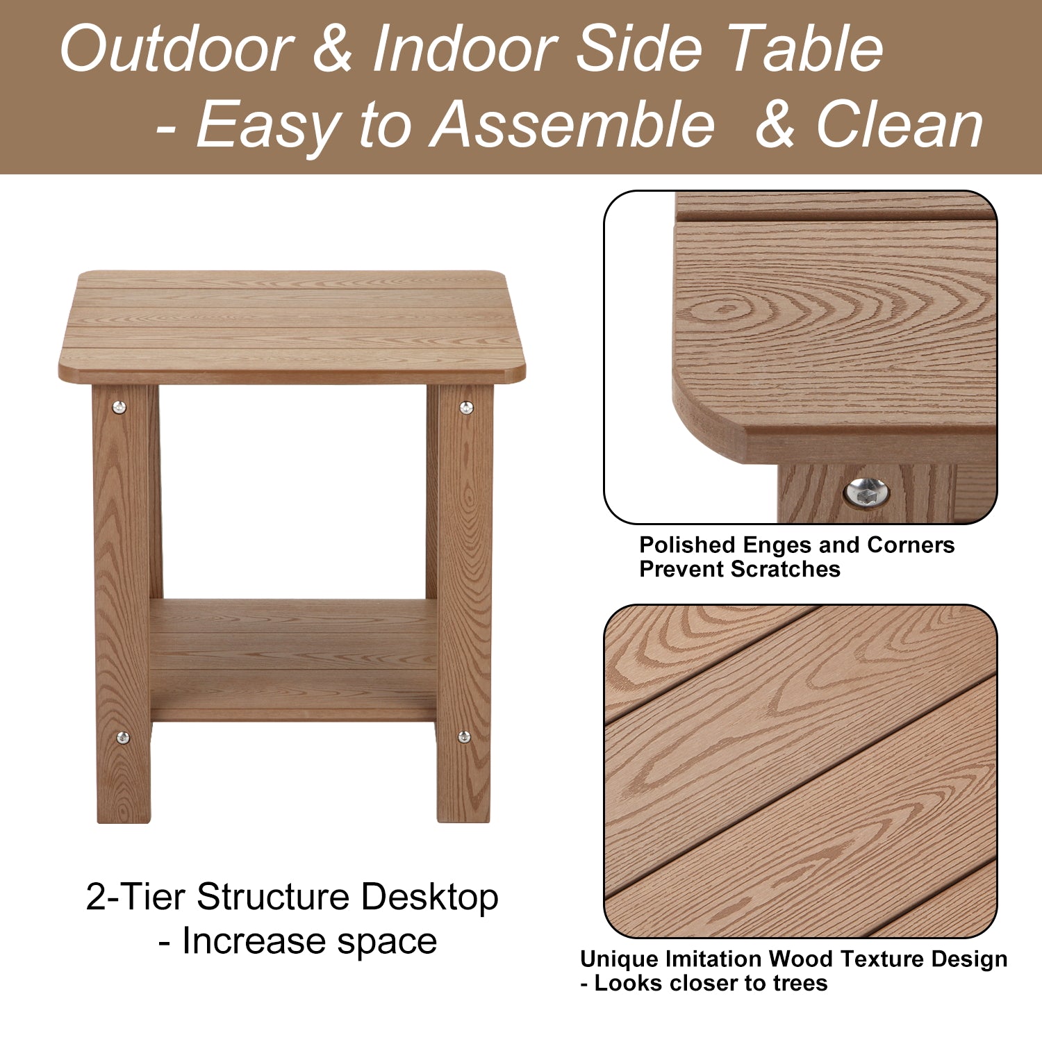 Weather Resistant Side Table - Wood Color – hOmeHua