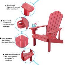 Load image into Gallery viewer, Adirondack Chair Weather Resistant  with Cup Holder - Red
