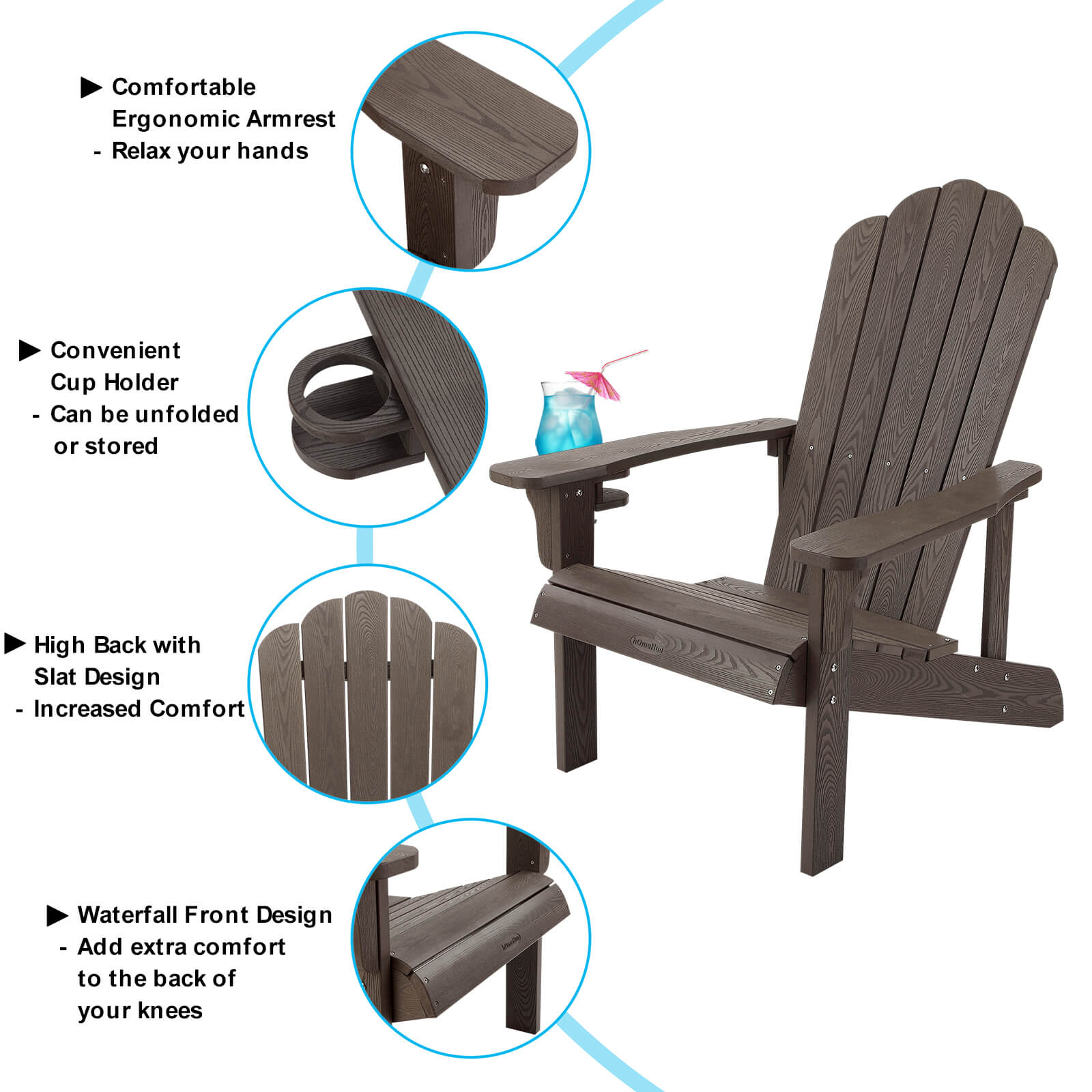 Plastic adirondack shops chairs with cup holders