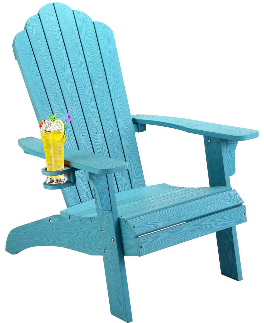 Oversized Adirondack Chair Weather Resistant with Cup Holder - Lake Blue