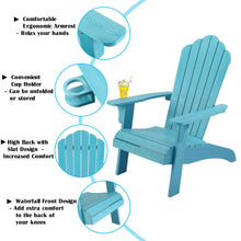 Load image into Gallery viewer, Oversized Adirondack Chair Weather Resistant with Cup Holder - Lake Blue
