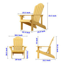 Load image into Gallery viewer, Adirondack Chair Weather Resistant  with Cup Holder - Yellow
