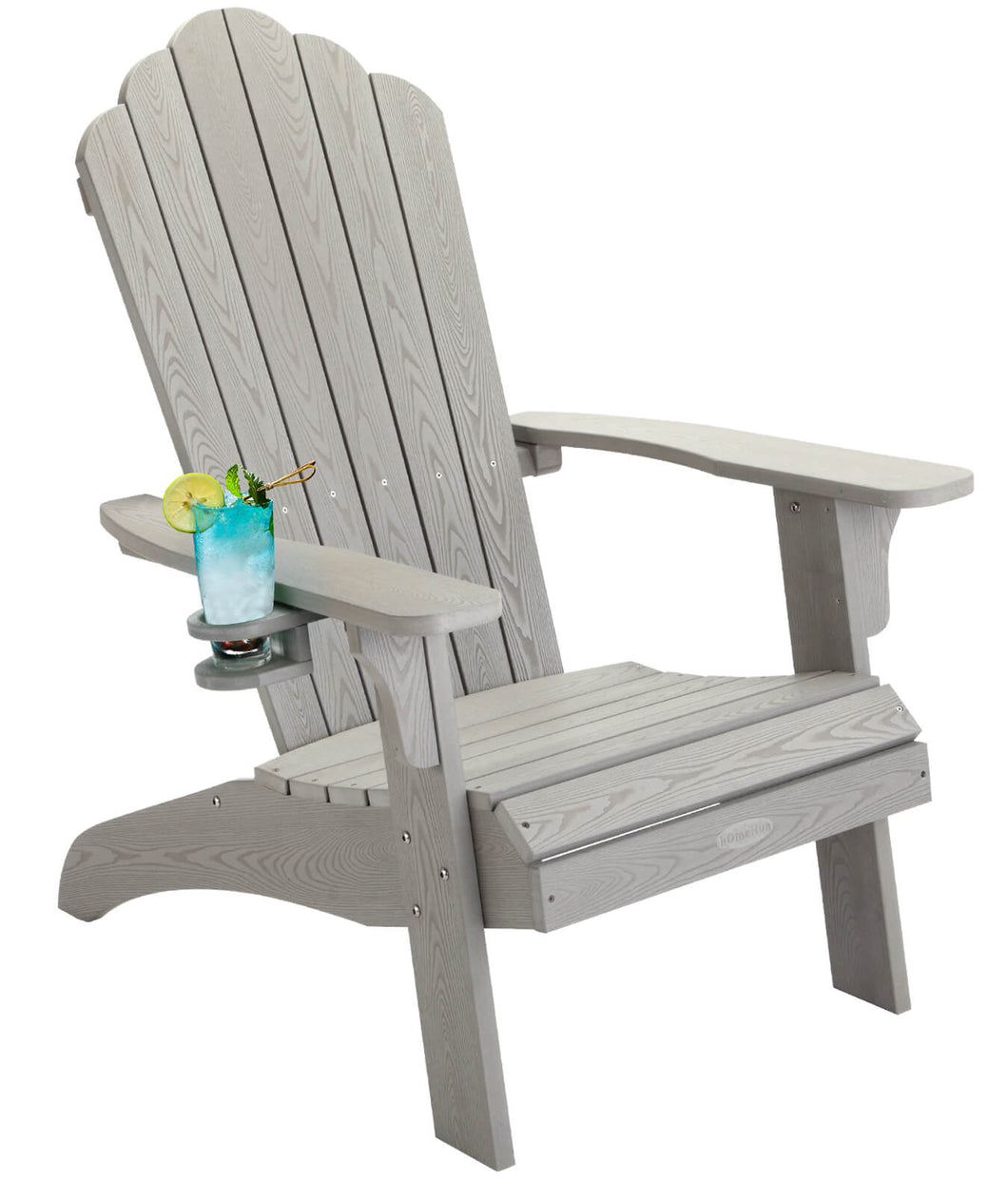 Oversized Adirondack Chair Weather Resistant with Cup Holder - Gray
