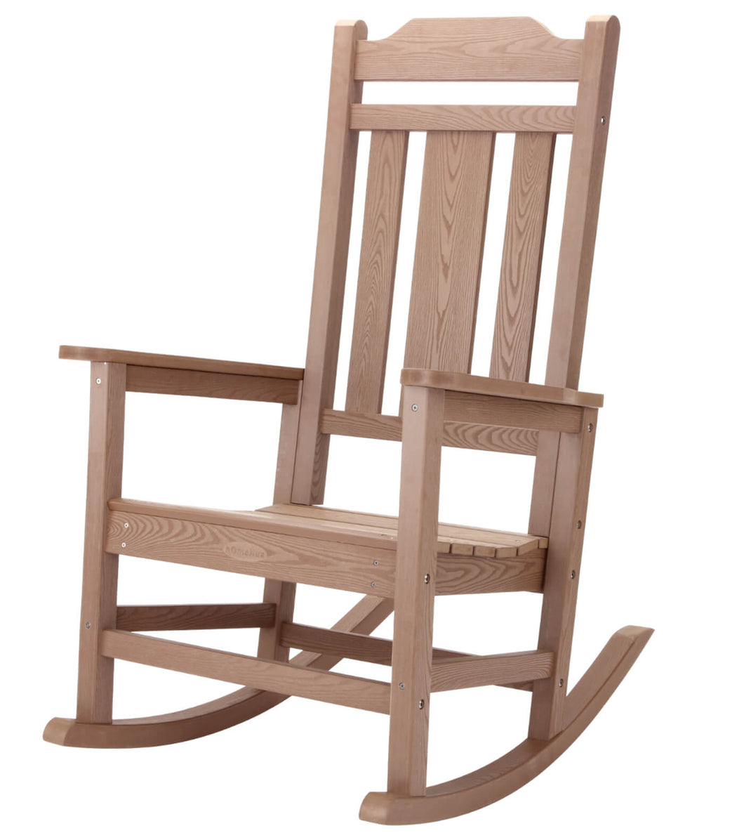 Weather Resistant Outdoor Indoor Rocking Chair  - Wood Color